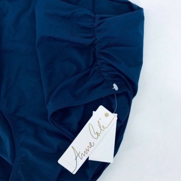 Anne Cole Swim Set Swimsuit Bottom Women's Plus Size 22W High Waisted Ruched Nav - Picture 3 of 6